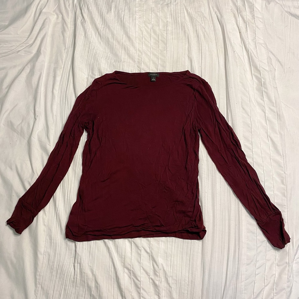 Ann Taylor dark maroon long sleeved top